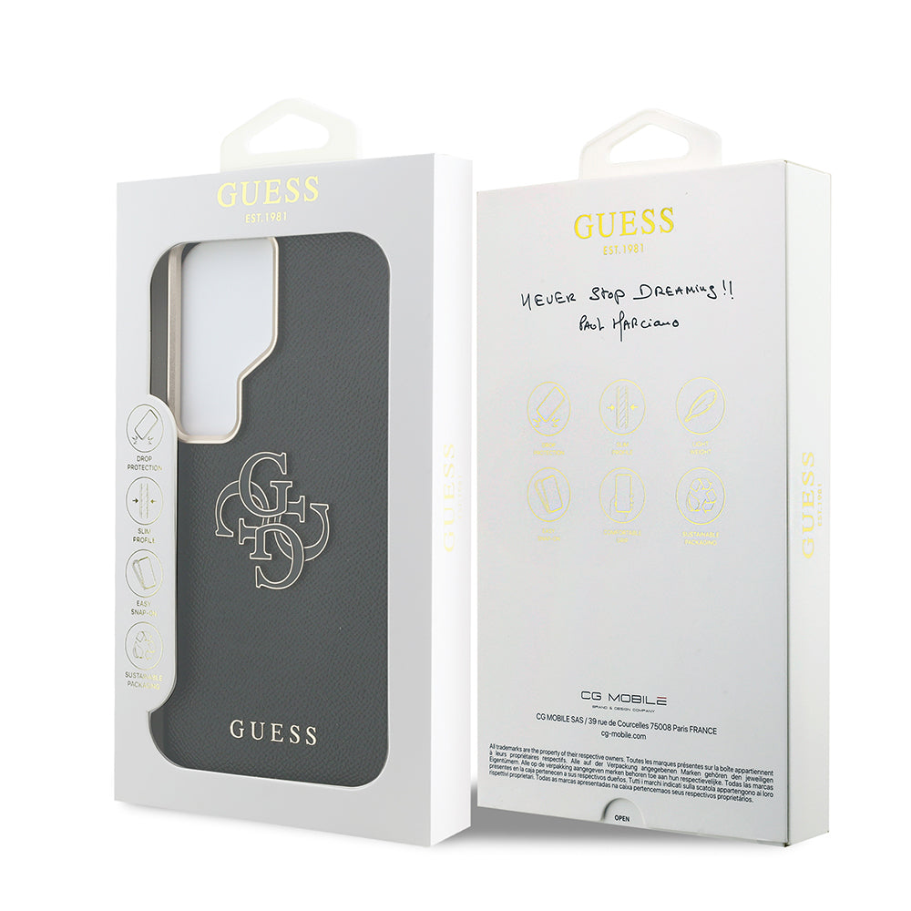 Galaxy S26 Ultra Kılıf Guess Orijinal Lisanslı Grained Yazı ve 4G Büyük Metal Logolu Kılıf