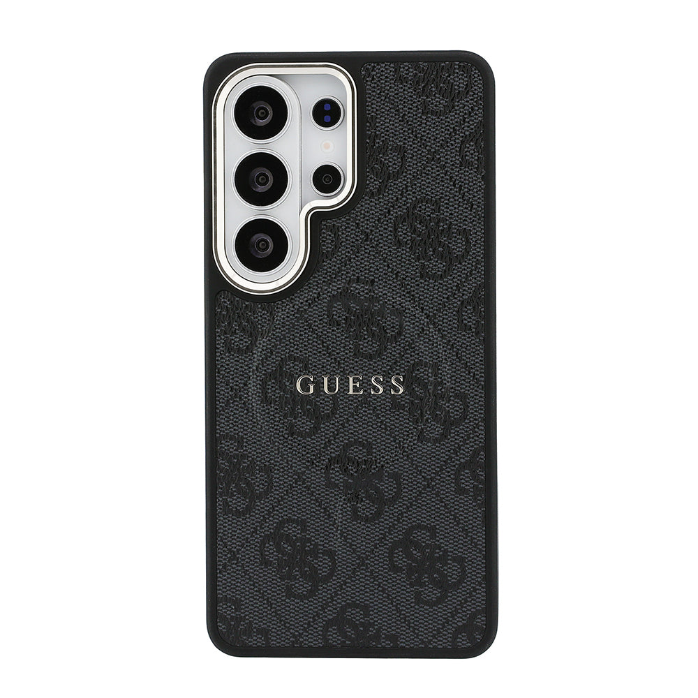 Galaxy S26 Ultra Kılıf Guess Orijinal Lisanslı M-safe Şarj Özellikli Metal Kamera Çerçeveli PU Deri 4G Desenli Yazı Logolu Kılıf