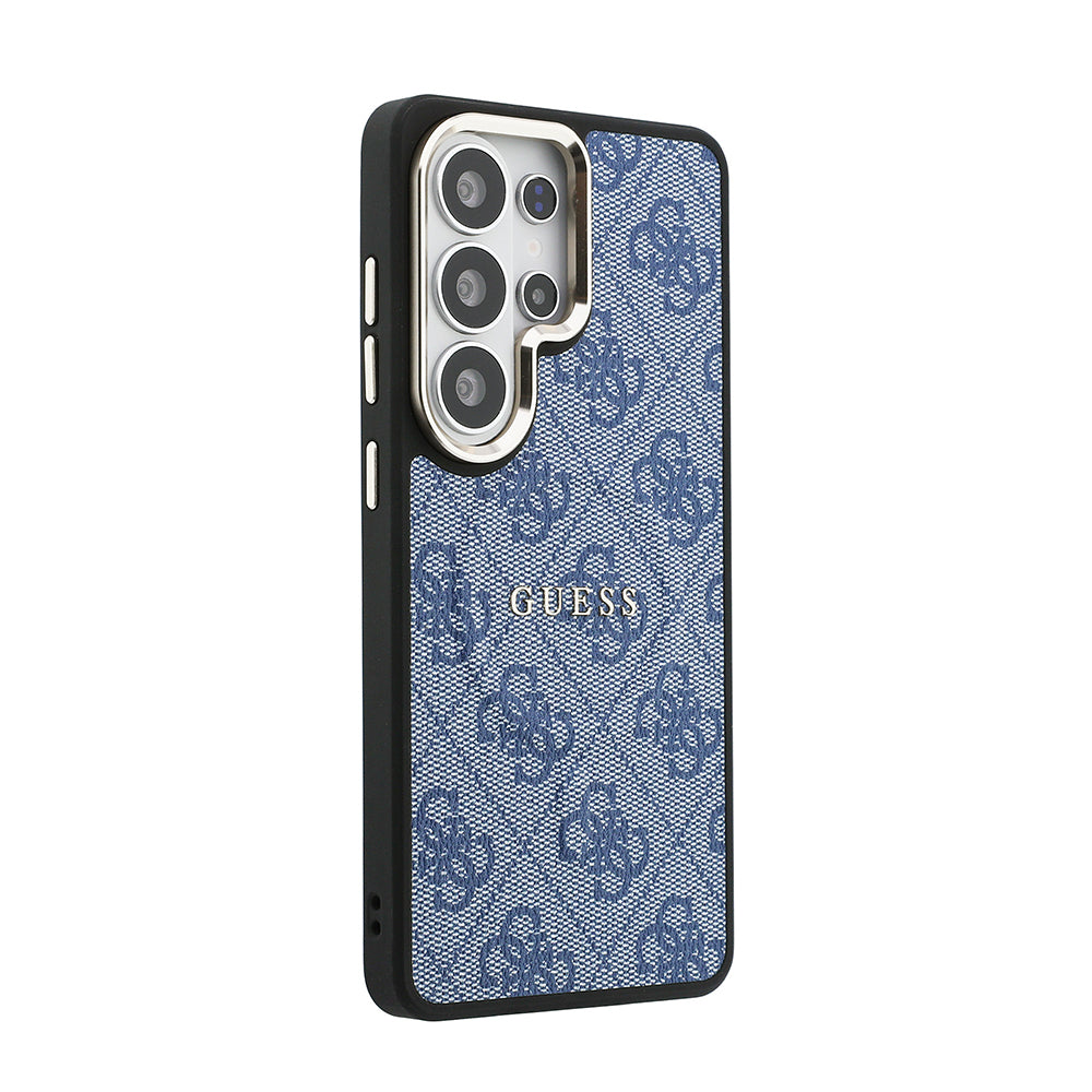 Galaxy S26 Ultra Kılıf Guess Orijinal Lisanslı M-safe Şarj Özellikli Metal Kamera Çerçeveli PU Deri 4G Desenli Yazı Logolu Kılıf