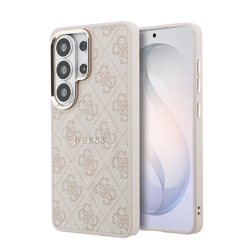 Galaxy S26 Ultra Kılıf Guess Orijinal Lisanslı M-safe Şarj Özellikli Metal Kamera Çerçeveli PU Deri 4G Desenli Yazı Logolu Kılıf
