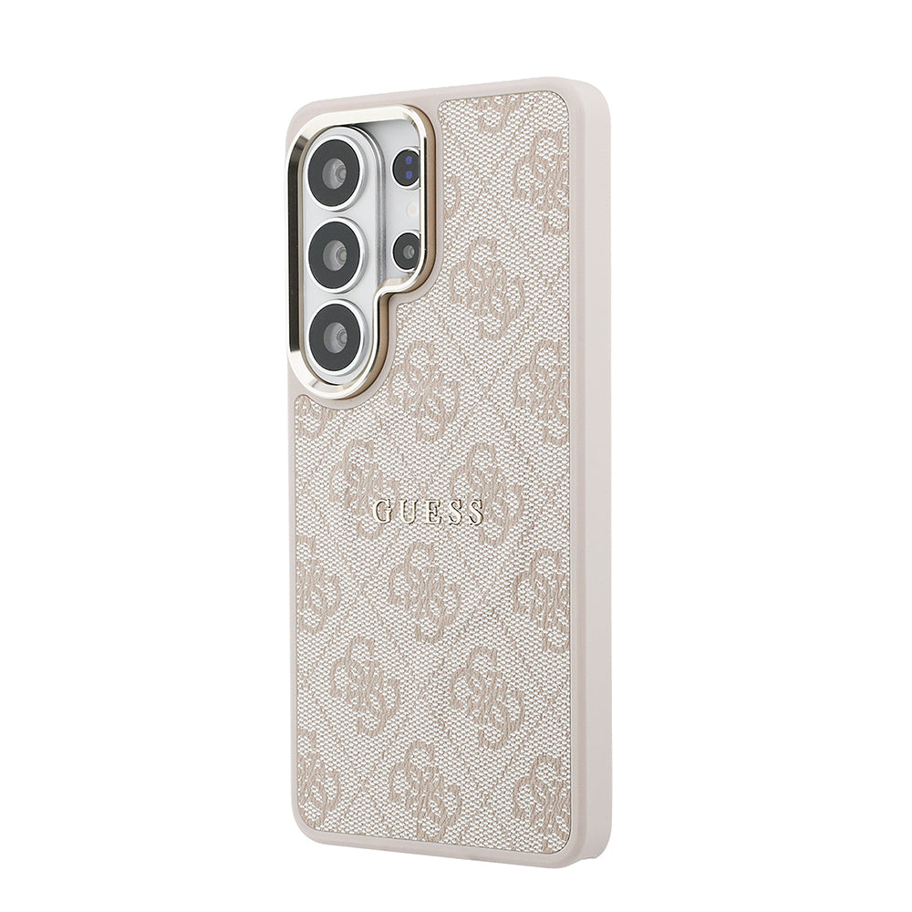 Galaxy S26 Ultra Kılıf Guess Orijinal Lisanslı M-safe Şarj Özellikli Metal Kamera Çerçeveli PU Deri 4G Desenli Yazı Logolu Kılıf