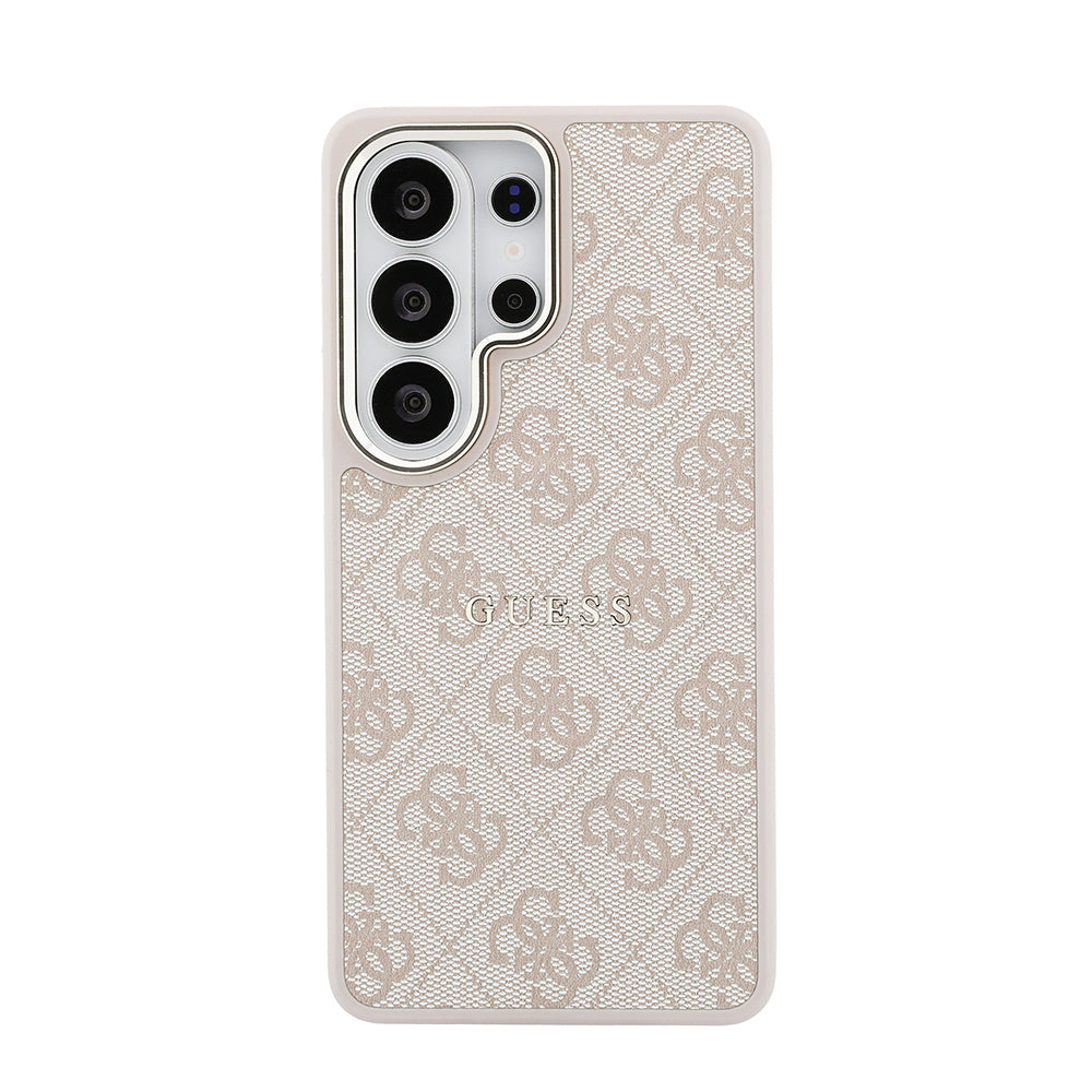 Galaxy S26 Ultra Kılıf Guess Orijinal Lisanslı M-safe Şarj Özellikli Metal Kamera Çerçeveli PU Deri 4G Desenli Yazı Logolu Kılıf