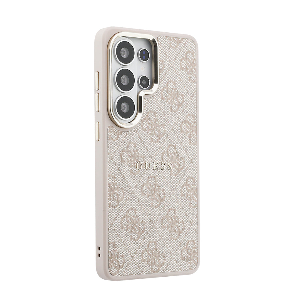 Galaxy S26 Ultra Kılıf Guess Orijinal Lisanslı M-safe Şarj Özellikli Metal Kamera Çerçeveli PU Deri 4G Desenli Yazı Logolu Kılıf