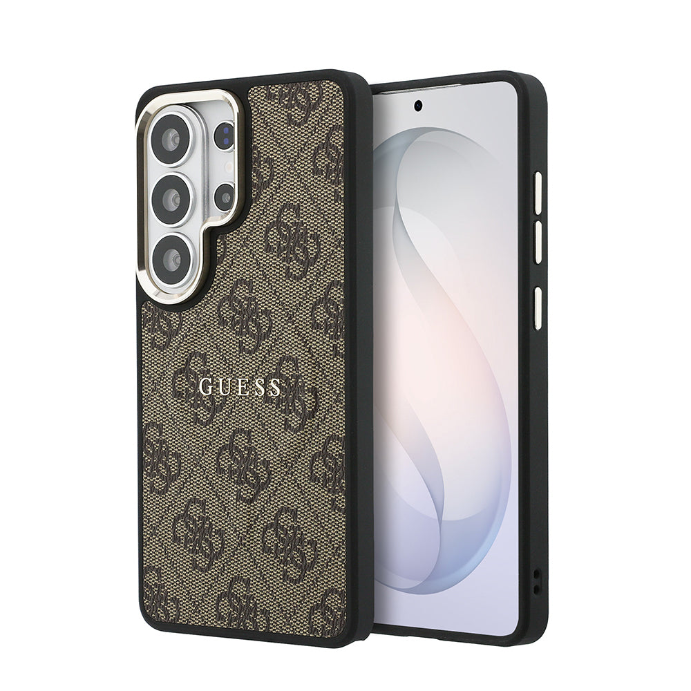 Galaxy S26 Ultra Kılıf Guess Orijinal Lisanslı M-safe Şarj Özellikli Metal Kamera Çerçeveli PU Deri 4G Desenli Yazı Logolu Kılıf