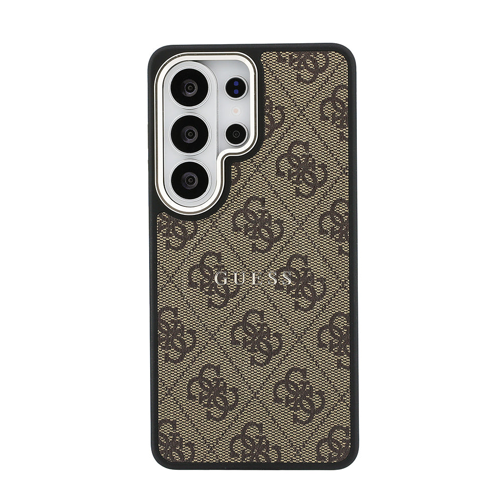 Galaxy S26 Ultra Kılıf Guess Orijinal Lisanslı M-safe Şarj Özellikli Metal Kamera Çerçeveli PU Deri 4G Desenli Yazı Logolu Kılıf