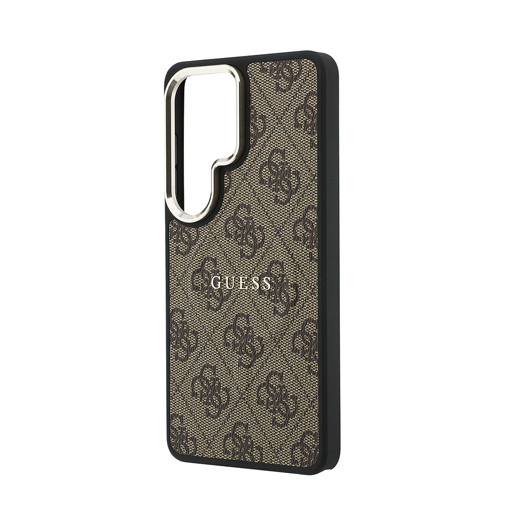 Galaxy S26 Ultra Kılıf Guess Orijinal Lisanslı M-safe Şarj Özellikli Metal Kamera Çerçeveli PU Deri 4G Desenli Yazı Logolu Kılıf