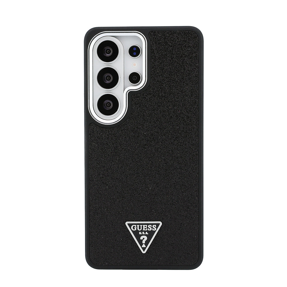 Galaxy S26 Ultra Kılıf Guess Orijinal Lisanslı M-safe Şarj Özellikli Metal Kamera Çerçeveli Üçgen Logolu Glitter Kılıf