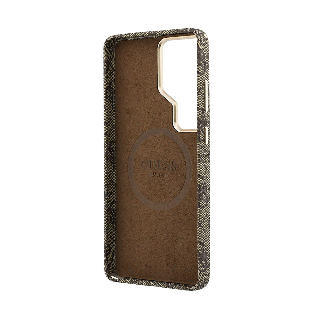 Galaxy S26 Ultra Kılıf Guess Orijinal Lisanslı M-safe Şarj Özellikli Script Yazı Logolu 4G Desenli Kılıf