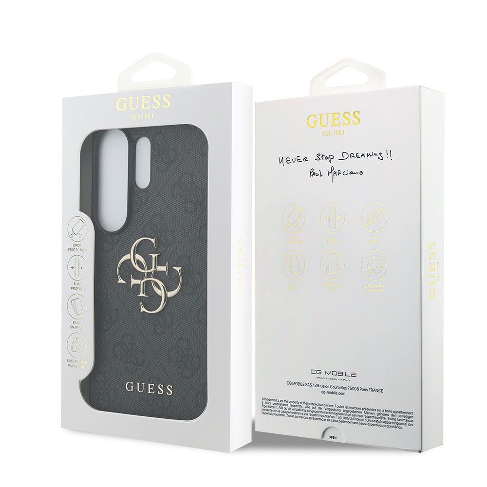 Galaxy S26 Ultra Kılıf Guess Orijinal Lisanslı PU Deri Büyük Metal Logo Dizaynlı Kılıf