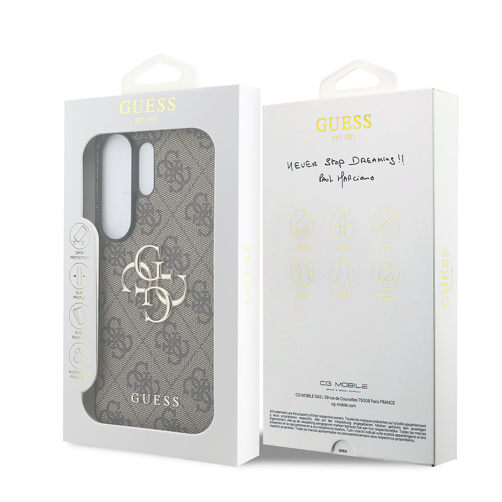 Galaxy S26 Ultra Kılıf Guess Orijinal Lisanslı PU Deri Büyük Metal Logo Dizaynlı Kılıf