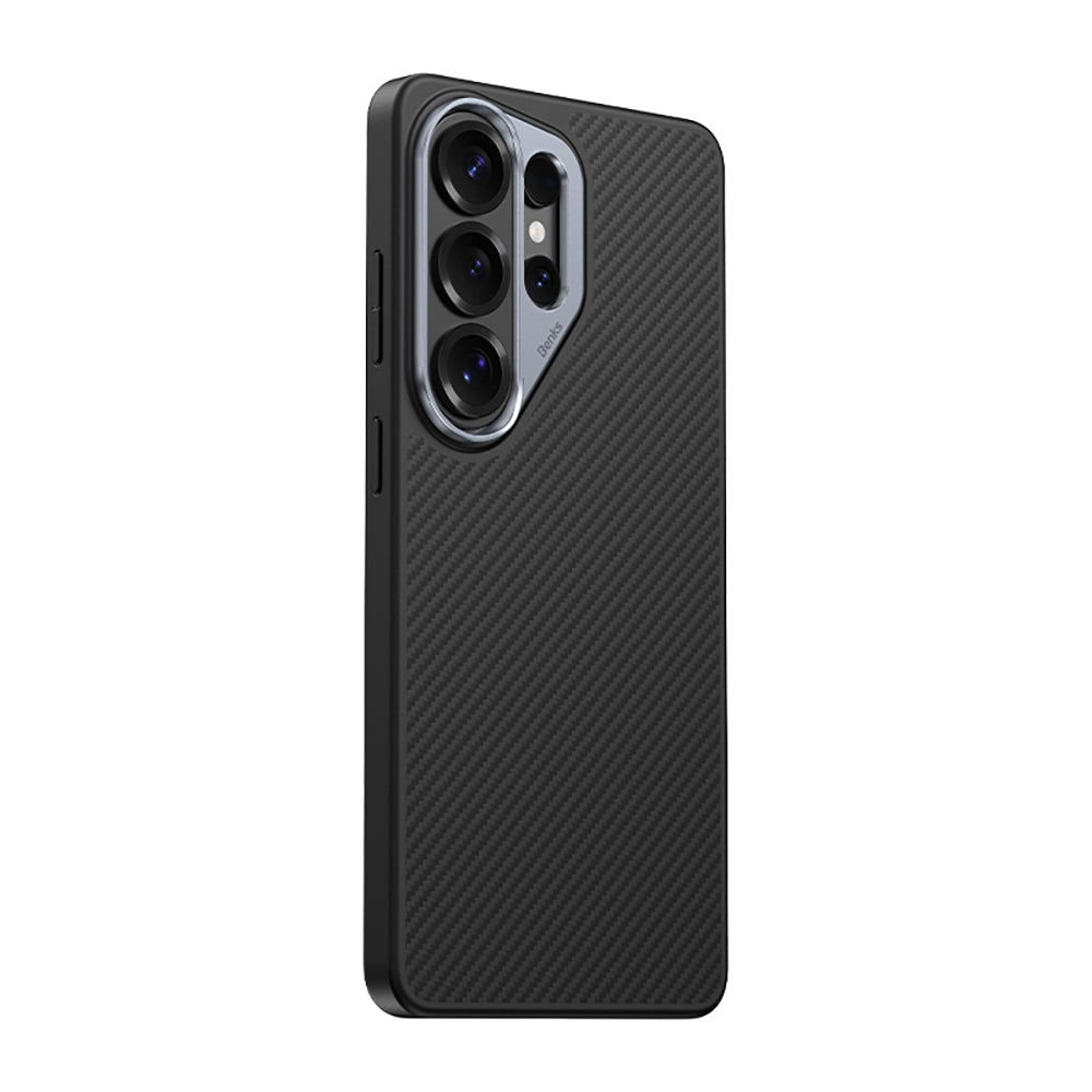 Galaxy S26 Ultra Kılıf Karbon Fiber M-safe Şarj Özellikli Benks Hybrid ArmorPro 600D Kevlar Kılıf