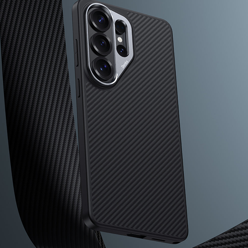 Galaxy S26 Ultra Kılıf Karbon Fiber M-safe Şarj Özellikli Benks Hybrid ArmorPro 600D Kevlar Kılıf