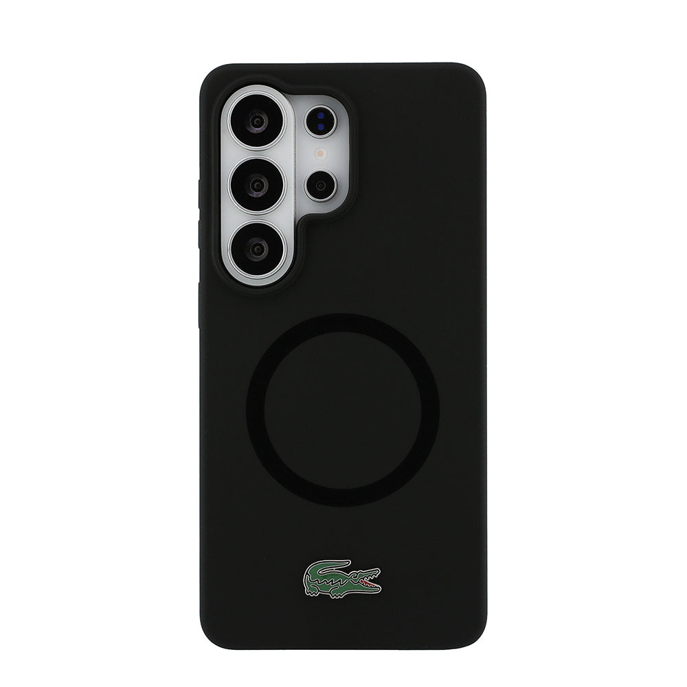 Galaxy S26 Ultra Kılıf Lacoste Orijinal Lisanslı M-safe Şarj Özellikli İkonik Logolu Metal Kamera Çerçeveli Silikon Kılıf