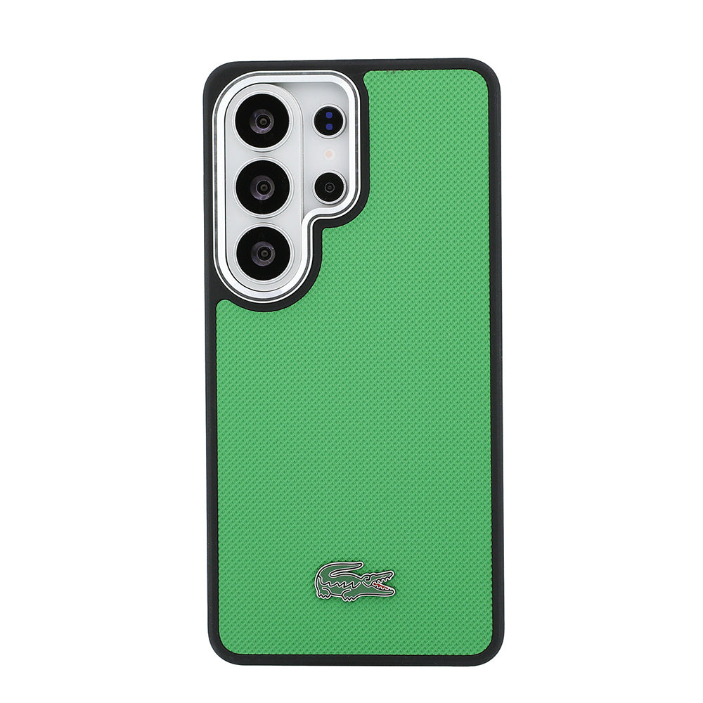 Galaxy S26 Ultra Kılıf Lacoste Orijinal Lisanslı PU Pike Desenli Arka Yüzey İkonik Timsah Metal Logolu Kılıf