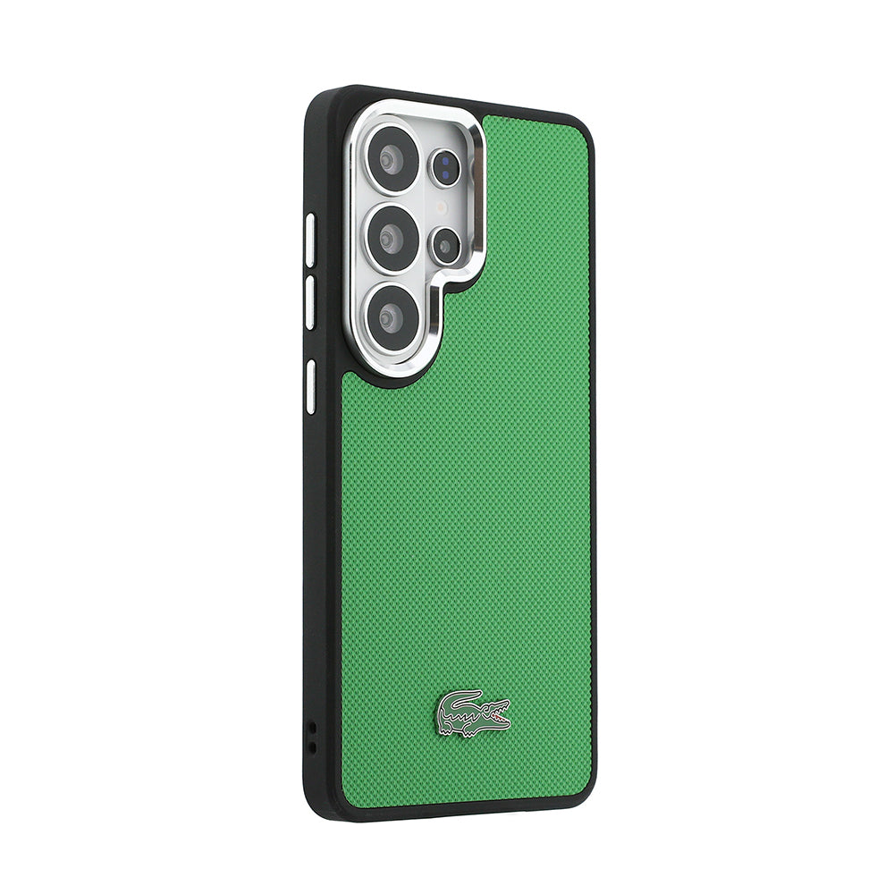 Galaxy S26 Ultra Kılıf Lacoste Orijinal Lisanslı PU Pike Desenli Arka Yüzey İkonik Timsah Metal Logolu Kılıf