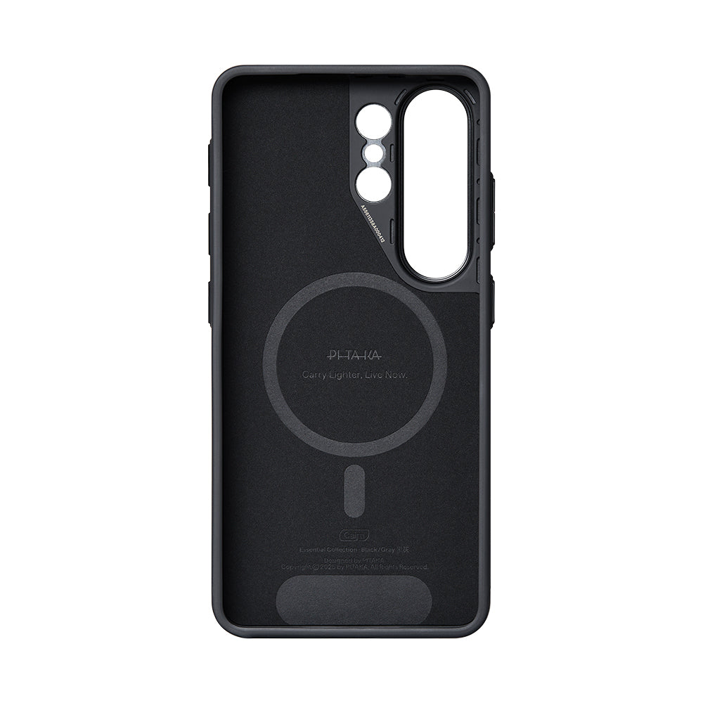 Galaxy S26 Ultra Kılıf M-safe Şarj Özellikli 600D Aramid Karbon Fiber Pitaka Cairn Serisi Black-Grey Twill Kılıf