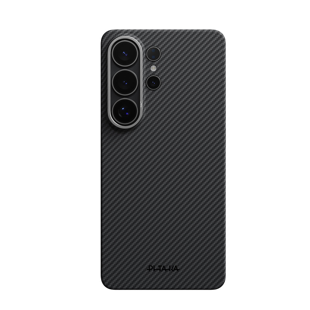 Galaxy S26 Ultra Kılıf M-safe Şarj Özellikli 600D Aramid Karbon Fiber Pitaka Ultra-Slim Classic Serisi Black-Grey Twill Kılıf