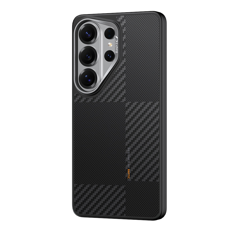Galaxy S26 Ultra Kılıf M-safe Şarj Özellikli 600D Metal Kamera Çerçeveli Raptic Aramid Dual Serisi Karbon Kılıf