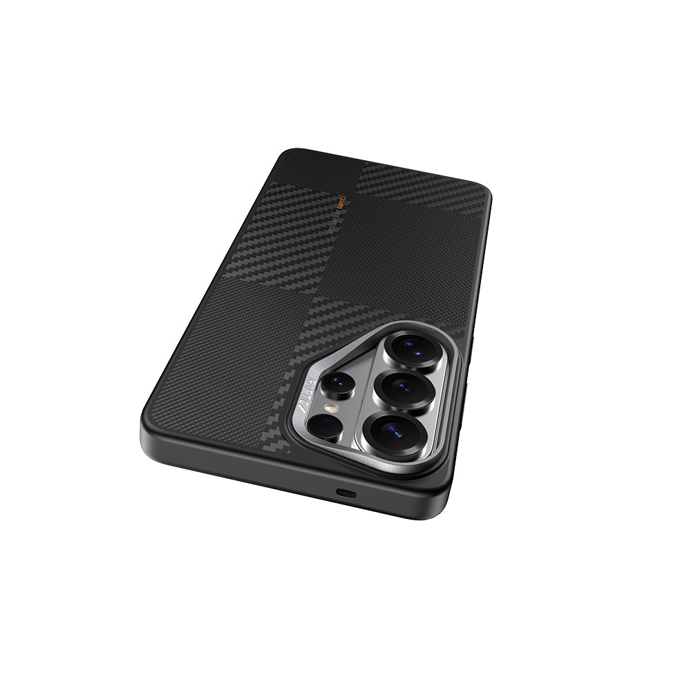 Galaxy S26 Ultra Kılıf M-safe Şarj Özellikli 600D Metal Kamera Çerçeveli Raptic Aramid Dual Serisi Karbon Kılıf