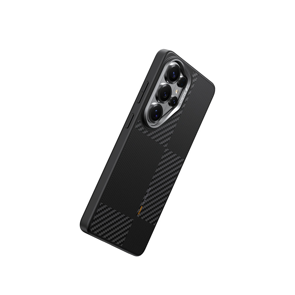 Galaxy S26 Ultra Kılıf M-safe Şarj Özellikli 600D Metal Kamera Çerçeveli Raptic Aramid Dual Serisi Karbon Kılıf