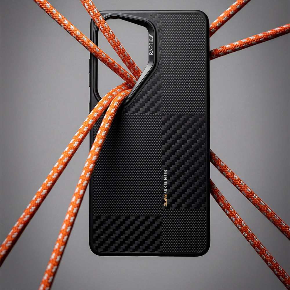 Galaxy S26 Ultra Kılıf M-safe Şarj Özellikli 600D Metal Kamera Çerçeveli Raptic Aramid Dual Serisi Karbon Kılıf