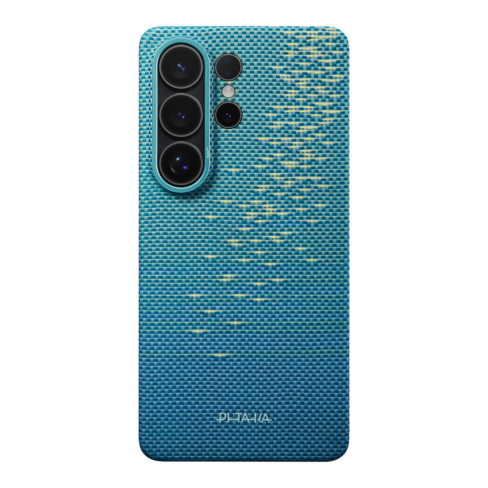 Galaxy S26 Ultra Kılıf M-safe Şarj Özellikli Aramid Karbon Fiber Pitaka Edge Serisi Glints of Gold Kılıf