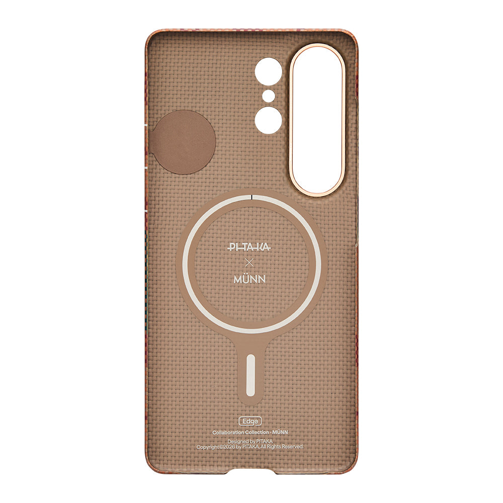 Galaxy S26 Ultra Kılıf M-safe Şarj Özellikli Aramid Karbon Fiber Pitaka Flora in Grid Serisi Kılıf