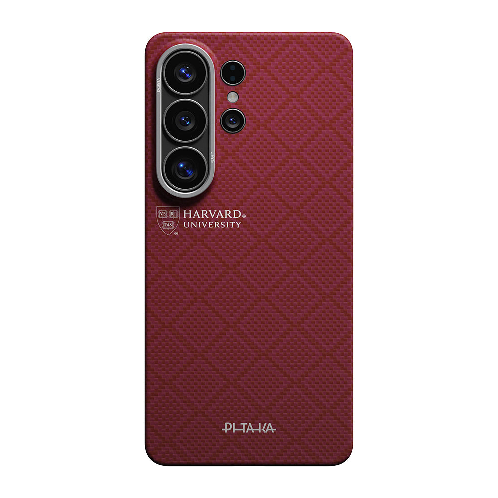 Galaxy S26 Ultra Kılıf M-safe Şarj Özellikli Aramid Karbon Fiber Pitaka Harvard University Serisi Kılıf