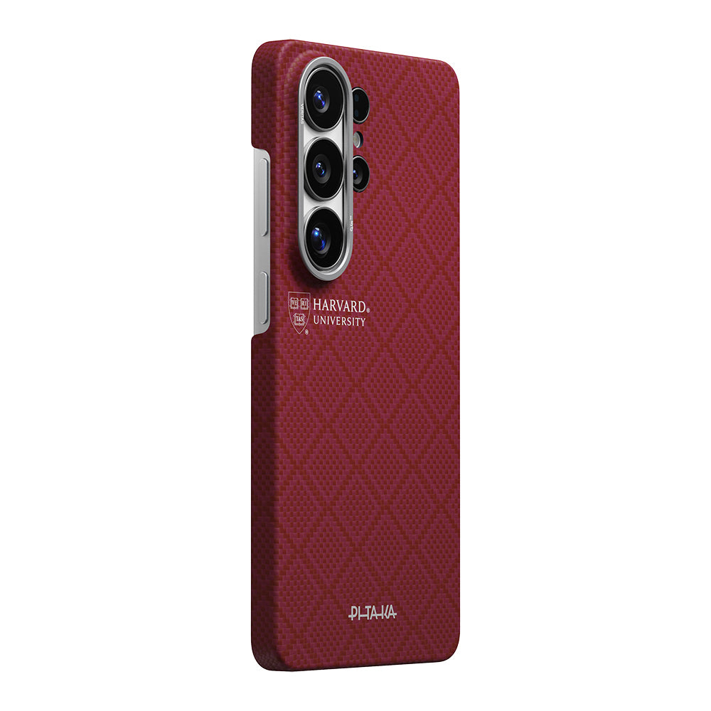 Galaxy S26 Ultra Kılıf M-safe Şarj Özellikli Aramid Karbon Fiber Pitaka Harvard University Serisi Kılıf