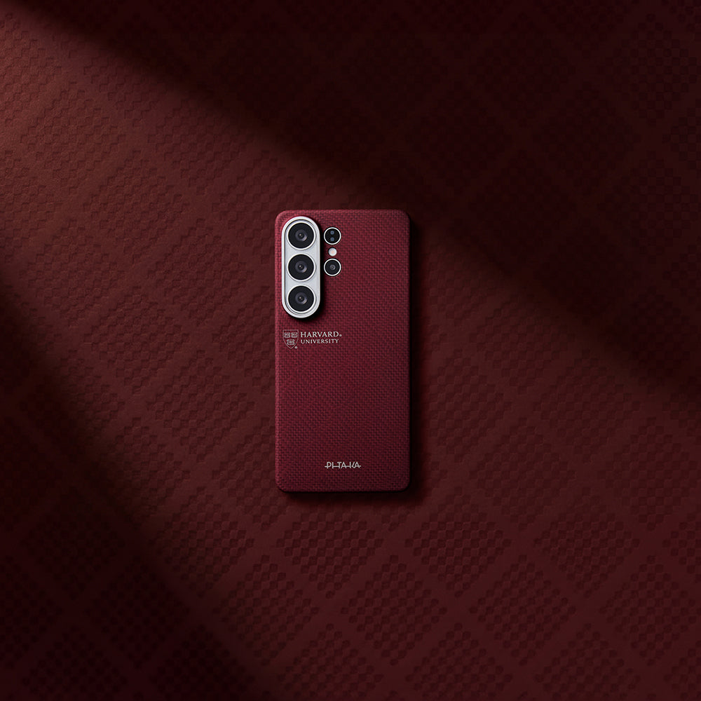 Galaxy S26 Ultra Kılıf M-safe Şarj Özellikli Aramid Karbon Fiber Pitaka Harvard University Serisi Kılıf