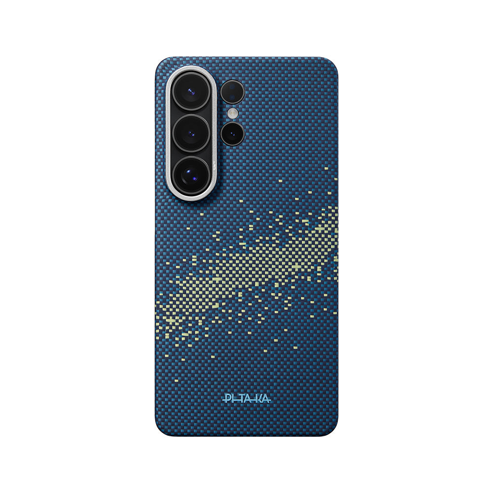 Galaxy S26 Ultra Kılıf M-safe Şarj Özellikli Aramid Karbon Fiber Pitaka Tactile Woven Starpeak Edge Serisi Milky Way Galaxy Kılıf