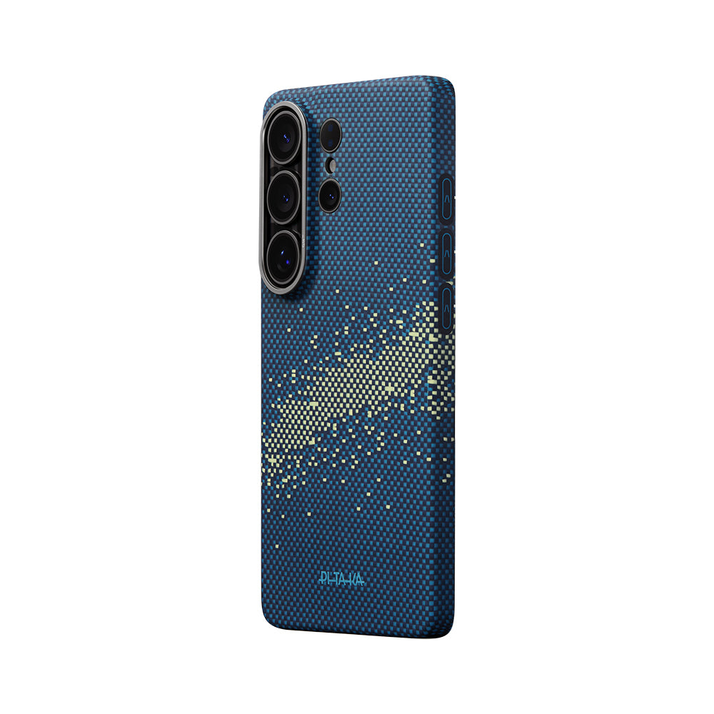 Galaxy S26 Ultra Kılıf M-safe Şarj Özellikli Aramid Karbon Fiber Pitaka Tactile Woven Starpeak Edge Serisi Milky Way Galaxy Kılıf