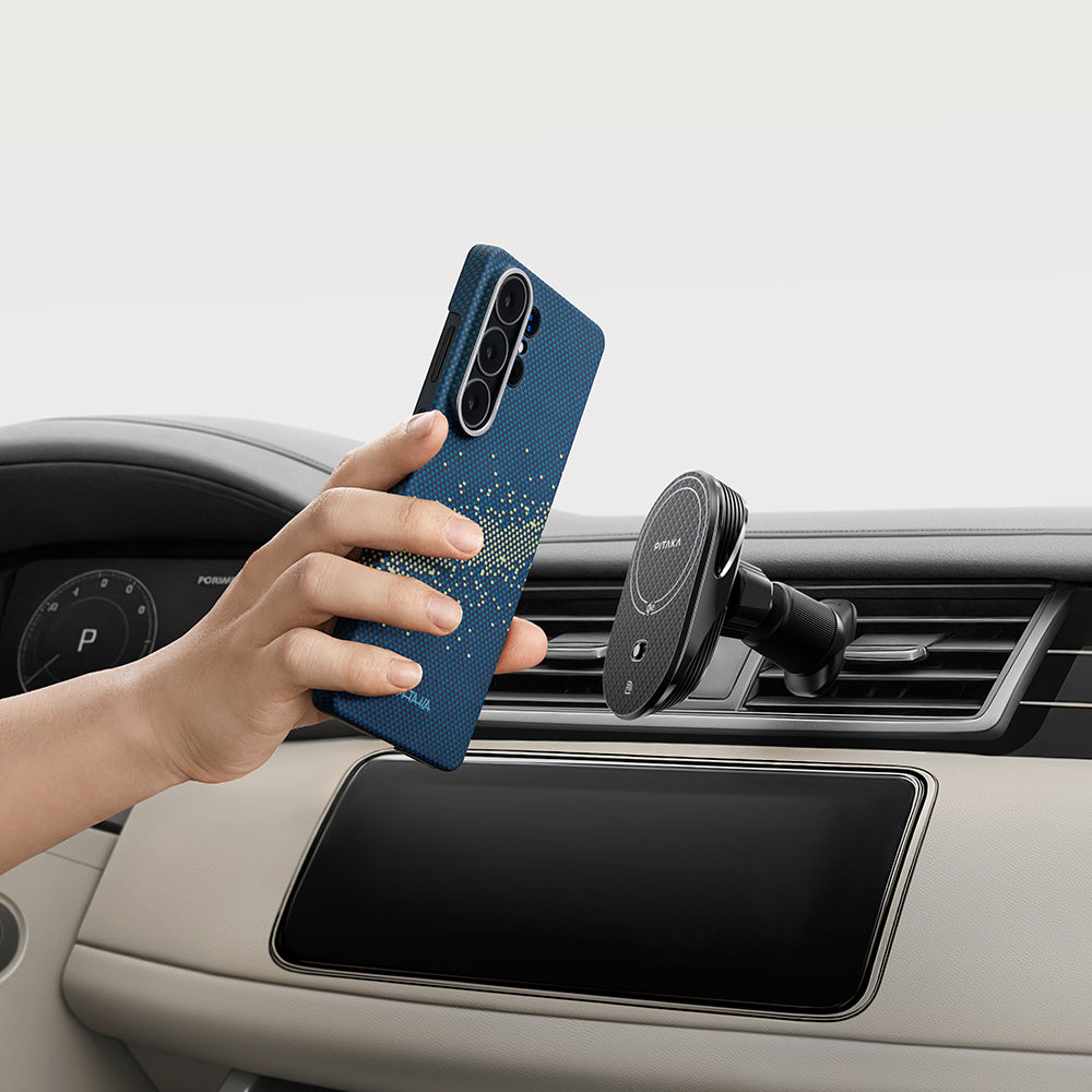 Galaxy S26 Ultra Kılıf M-safe Şarj Özellikli Aramid Karbon Fiber Pitaka Tactile Woven Starpeak Edge Serisi Milky Way Galaxy Kılıf