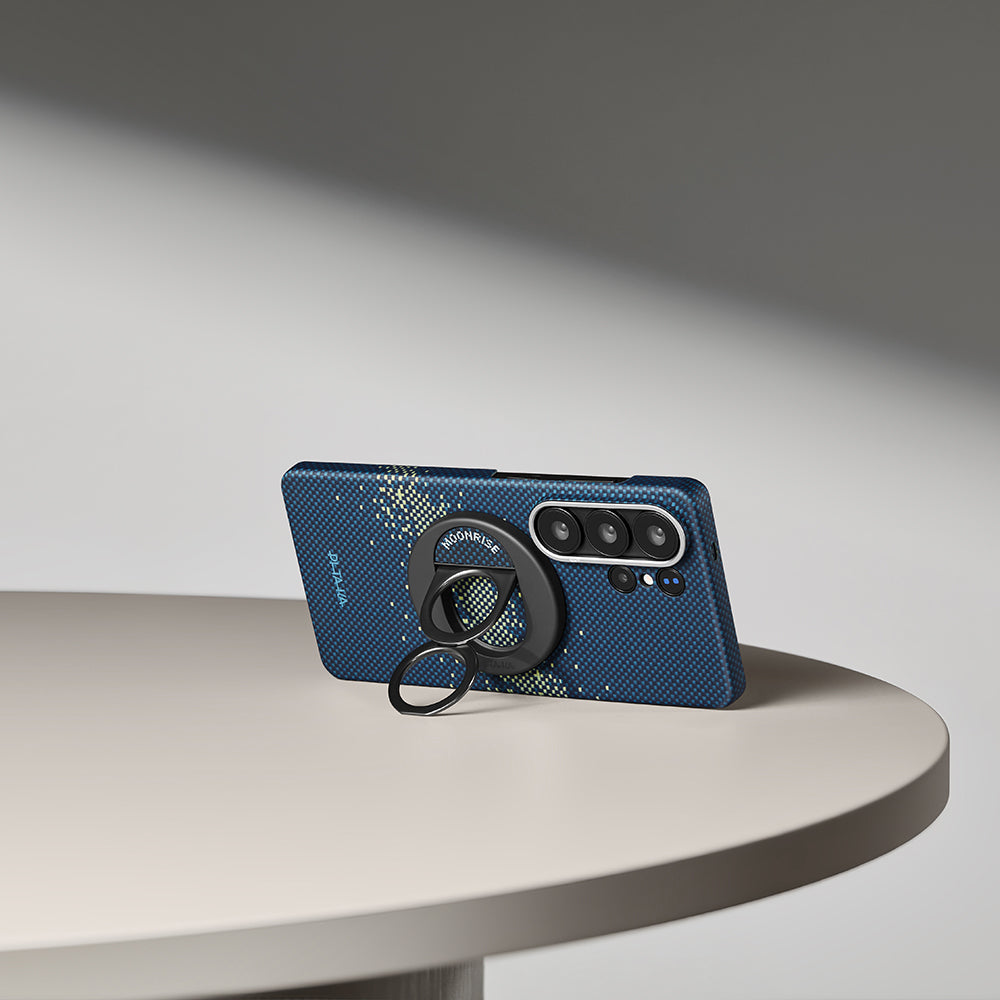 Galaxy S26 Ultra Kılıf M-safe Şarj Özellikli Aramid Karbon Fiber Pitaka Tactile Woven Starpeak Edge Serisi Milky Way Galaxy Kılıf