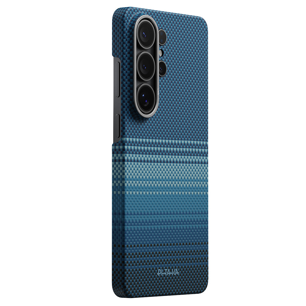 Galaxy S26 Ultra Kılıf M-safe Şarj Özellikli Aramid Karbon Fiber Pitaka Tactile Woven Sunset-Moonrise Serisi Kılıf