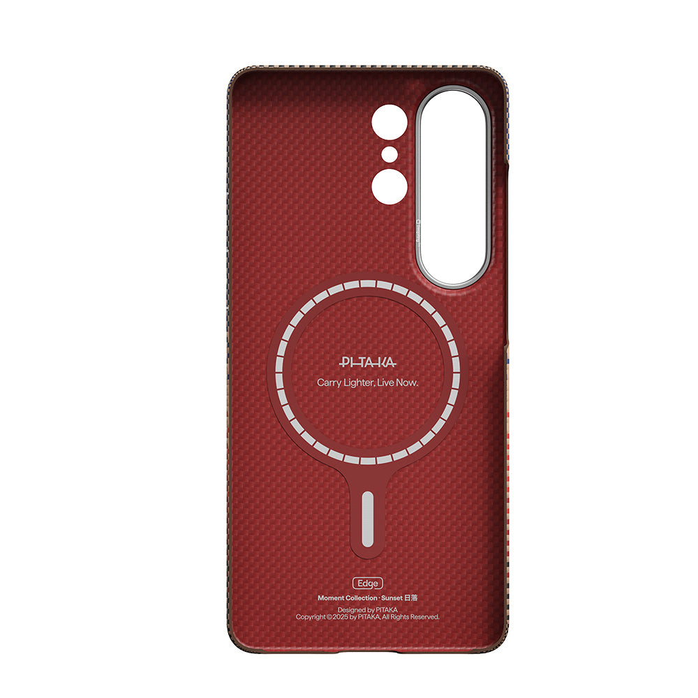Galaxy S26 Ultra Kılıf M-safe Şarj Özellikli Aramid Karbon Fiber Pitaka Tactile Woven Sunset-Moonrise Serisi Kılıf