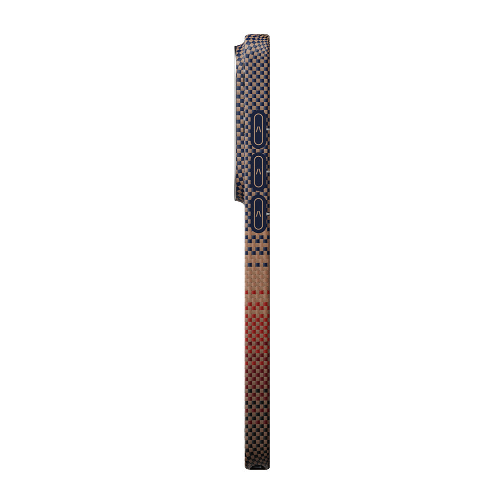 Galaxy S26 Ultra Kılıf M-safe Şarj Özellikli Aramid Karbon Fiber Pitaka Tactile Woven Sunset-Moonrise Serisi Kılıf