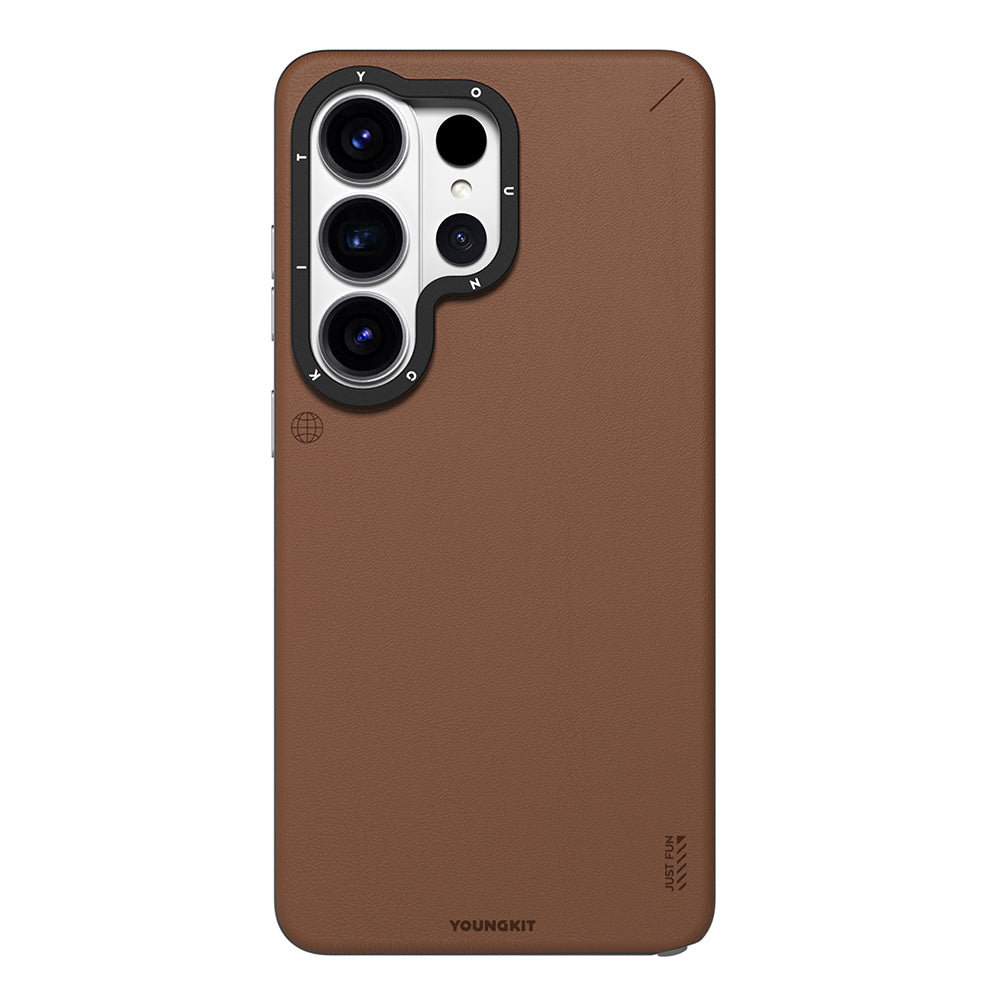 Galaxy S26 Ultra Kılıf M-safe Şarj Özellikli Basit Mat Deri Desenli Youngkit Tech Fashion Serisi Kılıf