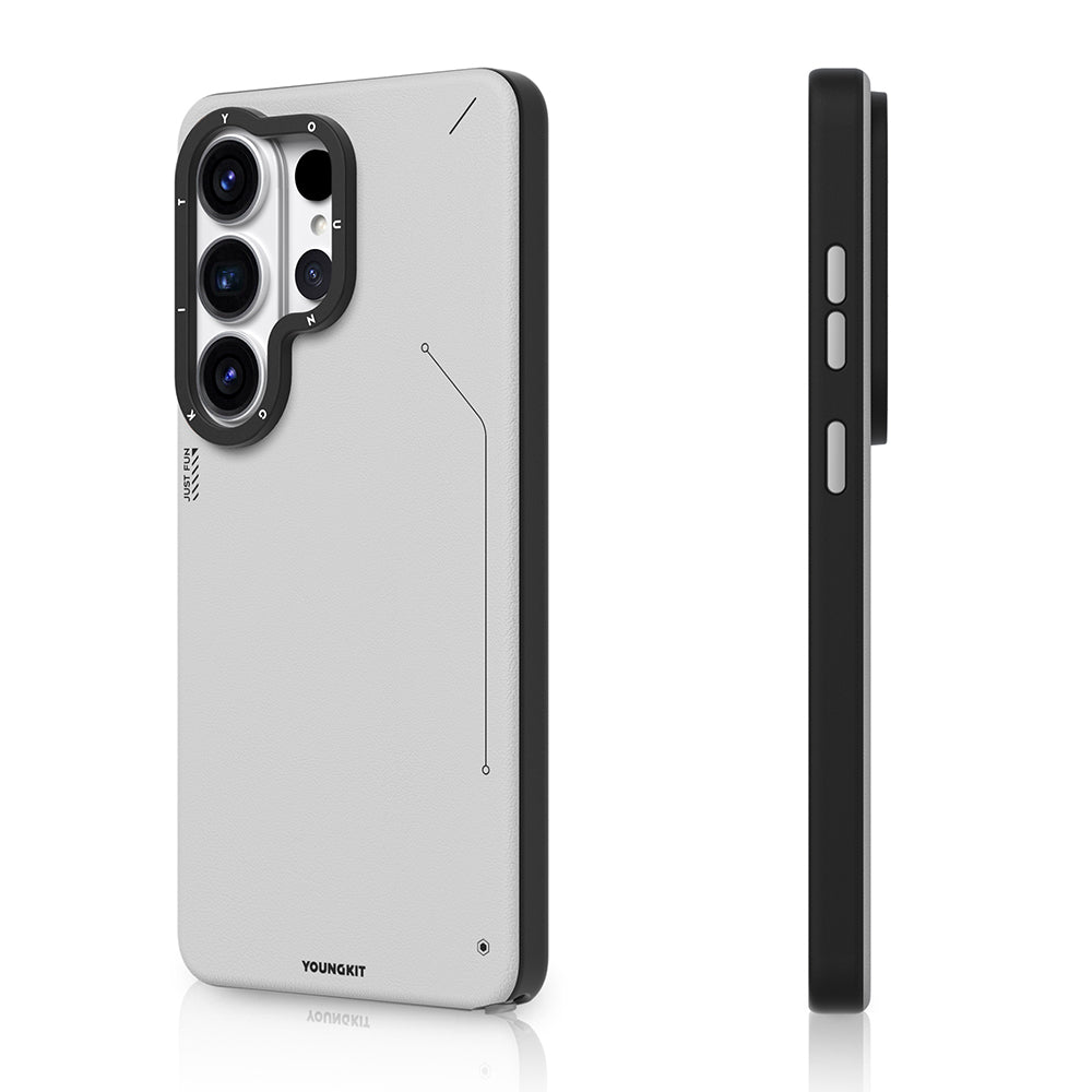Galaxy S26 Ultra Kılıf M-safe Şarj Özellikli Basit Mat Deri Desenli Youngkit Tech Fashion Serisi Kılıf