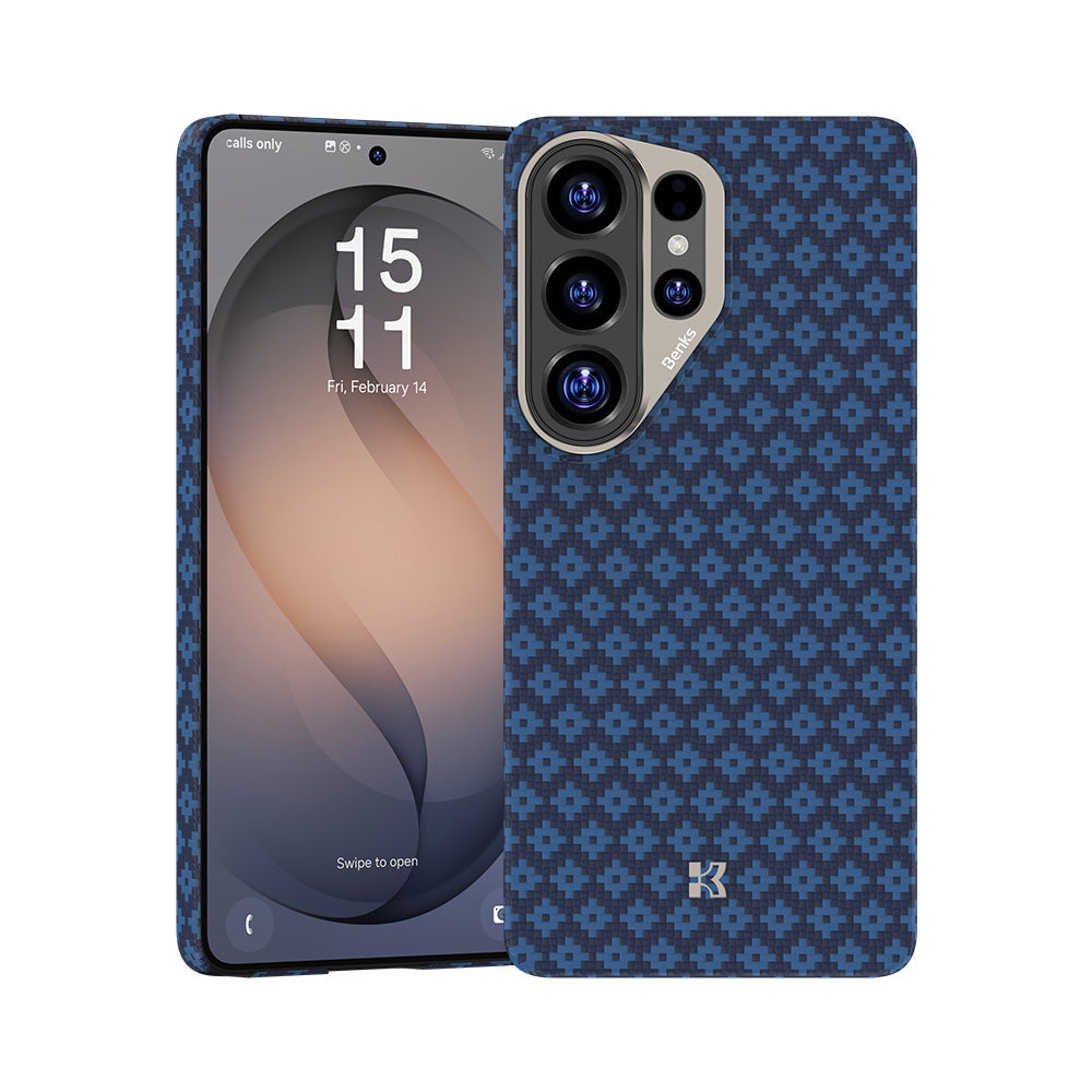 Galaxy S26 Ultra Kılıf M-Safe Şarj Özellikli Benks ArmorAir ArmorGrid Serisi Kevlar Karbon Kılıf