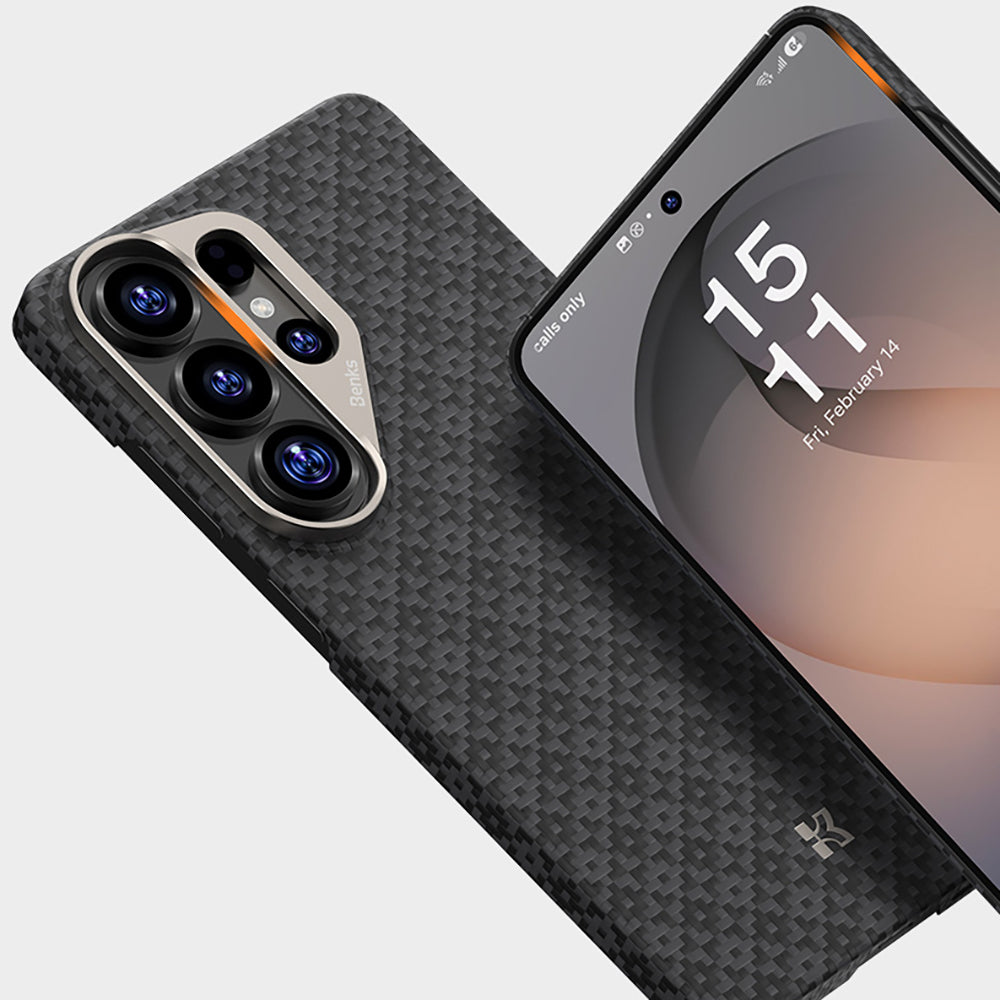 Galaxy S26 Ultra Kılıf M-Safe Şarj Özellikli Benks ArmorAir ArmorGrid Serisi Kevlar Karbon Kılıf