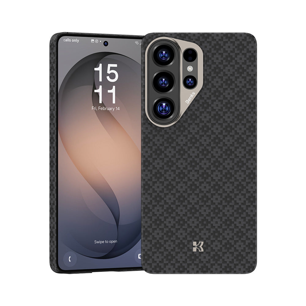 Galaxy S26 Ultra Kılıf M-Safe Şarj Özellikli Benks ArmorAir ArmorGrid Serisi Kevlar Karbon Kılıf