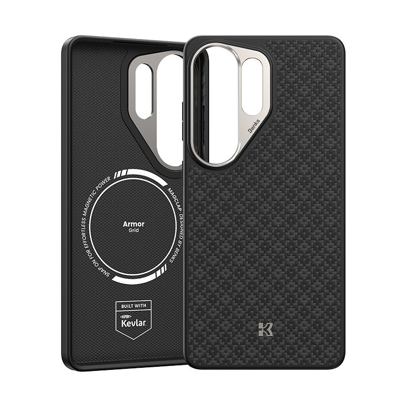 Galaxy S26 Ultra Kılıf M-Safe Şarj Özellikli Benks ArmorPro ArmorGrid Serisi Kevlar Karbon Kılıf