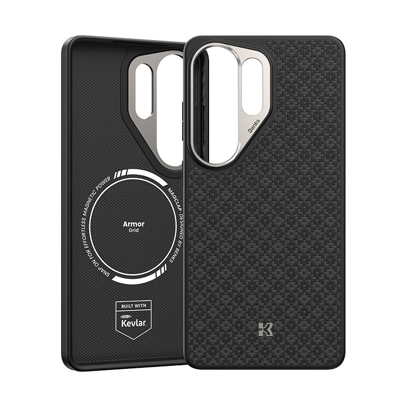 Galaxy S26 Ultra Kılıf M-Safe Şarj Özellikli Benks ArmorPro ArmorGrid Serisi Kevlar Karbon Kılıf