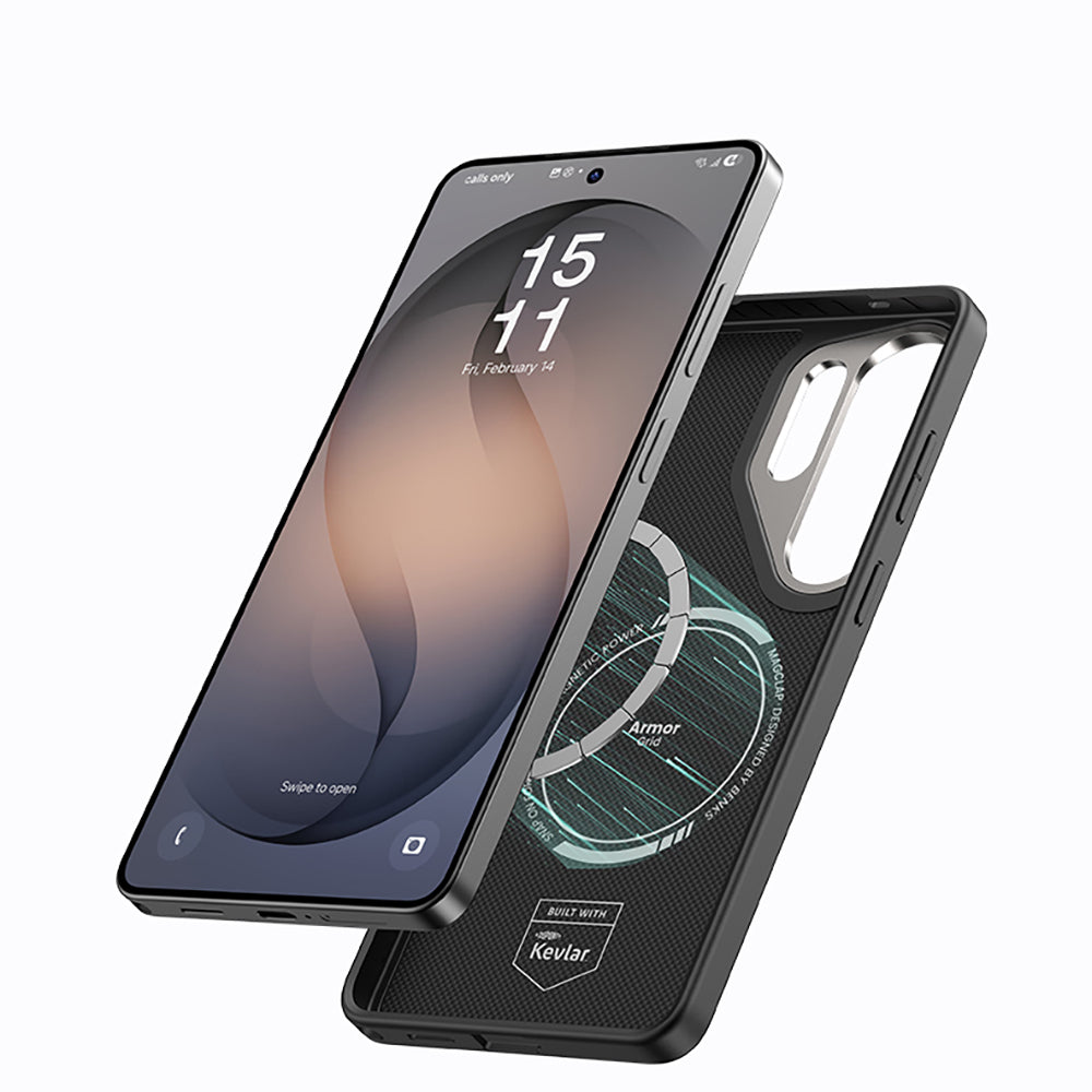 Galaxy S26 Ultra Kılıf M-Safe Şarj Özellikli Benks ArmorPro ArmorGrid Serisi Kevlar Karbon Kılıf