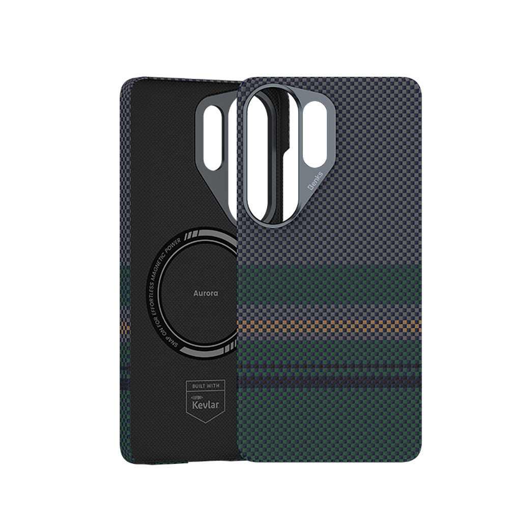 Galaxy S26 Ultra Kılıf M-safe Şarj Özellikli Karbon Fiber Tasarımlı Benks Aurora ArmorAir Kevlar Kılıf