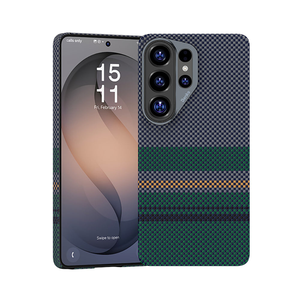 Galaxy S26 Ultra Kılıf M-safe Şarj Özellikli Karbon Fiber Tasarımlı Benks Aurora ArmorAir Kevlar Kılıf