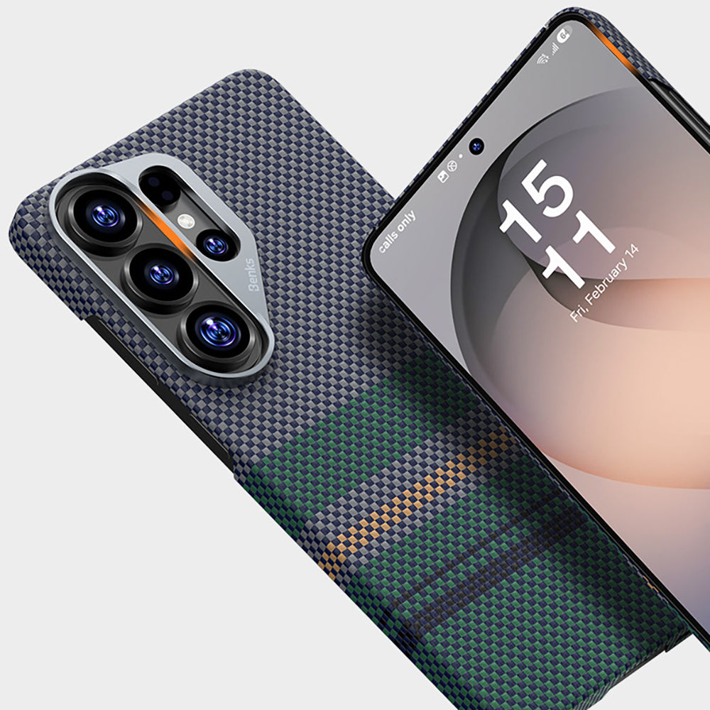 Galaxy S26 Ultra Kılıf M-safe Şarj Özellikli Karbon Fiber Tasarımlı Benks Aurora ArmorAir Kevlar Kılıf
