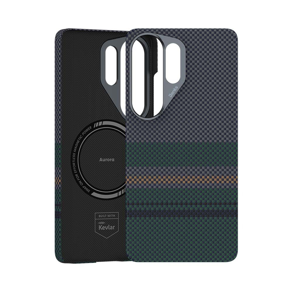 Galaxy S26 Ultra Kılıf M-safe Şarj Özellikli Karbon Fiber Tasarımlı Benks Aurora ArmorPro Kevlar Kılıf