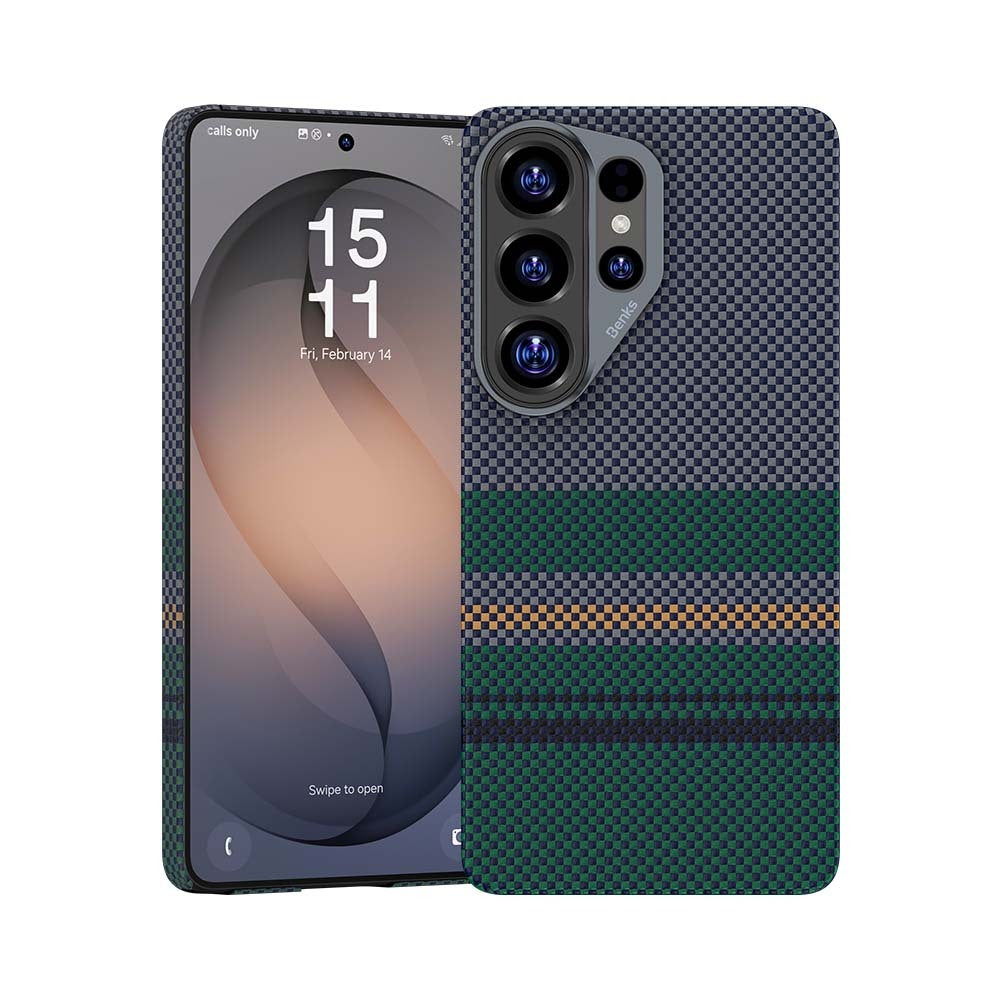 Galaxy S26 Ultra Kılıf M-safe Şarj Özellikli Karbon Fiber Tasarımlı Benks Aurora ArmorPro Kevlar Kılıf